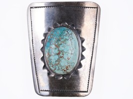 40&#39;s-50&#39;s Navajo silver and turquoise bolo slide - £256.87 GBP