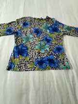 C'Est City Women's Multicolor Floral 3/4 Sleeve Blouse Top Measured Chest 34" image 2
