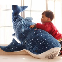 Blue Shark Plush Toys Big Fish Cloth Doll Stuffed Whale Animals Doll Baby Birthd - £16.37 GBP