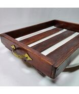 Vintage Farmhouse Serving Tray 18x12x2.5 Inch Wood Slats w/ Metal Handles - €67,86 EUR