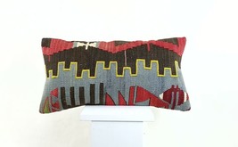 Kilim Lumbar Pillow Cover 10x20 Decorative Sofa Couch Handmade Cushion A1351 - £11.45 GBP