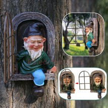 Elf Out The Window Garden Gnome Tree Hugger Funny Gnome Statue Decor Figurine US - £15.17 GBP