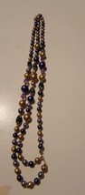 Vintage Necklace Black Purple Gold Tone Beaded Beads Vtg - $9.59