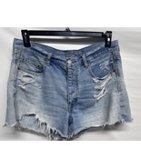 American Eagle Cutoff Distressed Denim Shorts Light Wash 100% Cotton Siz... - $21.66 CAD