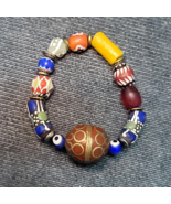 Vintage African Venetian Style Glass with Afghani Big Brass Beads Bracel... - $489.61 MXN