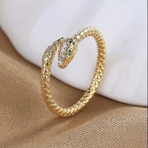 18K Gold Plated Adjustable Snake Ring for Women - £7.98 GBP