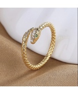 18K Gold Plated Adjustable Snake Ring for Women - £7.96 GBP