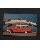 Vintage Postcard Old Cars Chevy 1955 2 Door 150/210 Wagon  Chevrolet Fish - £3.73 GBP