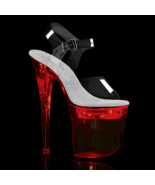 PLEASER 8&quot; Heel Chargeable Light Up Ankle Strap Clear Platform Dancer Shoes - $1,742.87 MXN