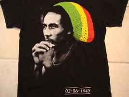 Bob Marley Reggae Singer Birthday Date Music Black T Shirt Size S - £12.69 GBP