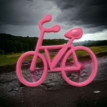 Vintage 70s Bicycle Pink Brooch Bike Pin Whimsical 80s Open Work Plastic Kitsch - £9.48 GBP