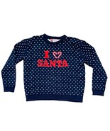 I Love Santa Christmas Sweater Womens XL Navy White Polka Dots Candy Can... - $414.92 MXN