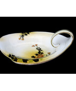 Nippon Candy Nut Dish Hand Painted Finger Loop Handle White Gold Porcelain  - $28.95