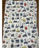 Pottery Barn Kids Twin Cranes Backhoes Heavy Equipment Flat Sheet - $19.99