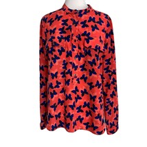 Gap Womens Blouse Shirt Size XS Butterflies Popover Long Sleeve Mandarin Collar - £17.36 GBP