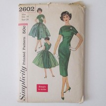 Vintage Simplicity 2602 Simple Dress Pattern Pencil Cocktail Dress Miss Size 14 - $29.67