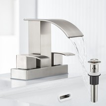 Waterfall Bathroom Sink Faucet Set With Pop Up Drain Stopper &amp; Supply Lines - 4 - £57.16 GBP