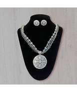 Vintage Nancy &amp; Rise Signed Silver (3) Strand Filigree Medallion &amp; Earri... - $28.43 CAD