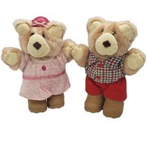 Wendy&#39;s Furskins Teddy Bear 1986 Lot of 2- Stuffed Plush Animal Vintage - £11.37 GBP
