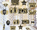 30 Pieces 60Th Birthday Decorations Hanging Swirls For Men Women, Black ... - £19.17 GBP