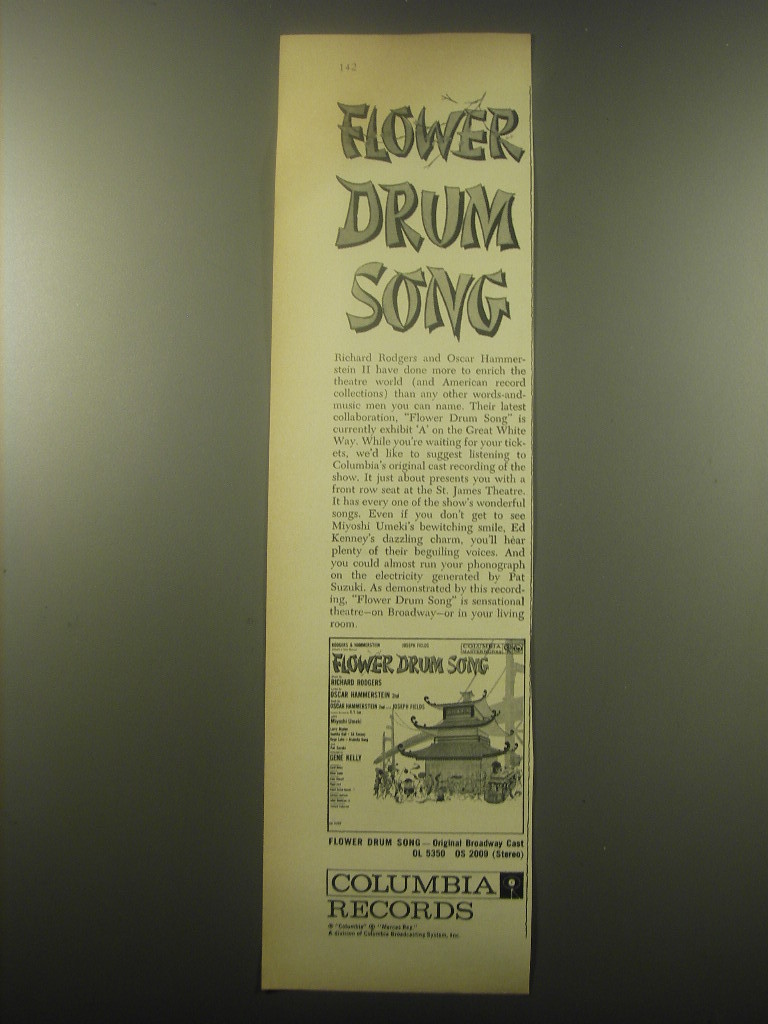 1959 Columbia Records Advertisement - Flower Drum Song - $14.99
