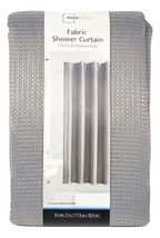 Mainstays Fabric Shower Curtain Gray Textured Waffle with Hooks 70 x 72 - £15.56 GBP