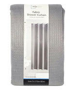 Mainstays Fabric Shower Curtain Gray Textured Waffle with Hooks 70 x 72 - £15.86 GBP