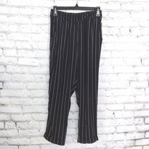 One Clothing Dress Pants Women&#39;s Small Black White Striped Elastic Waist... - £15.91 GBP