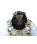 Vintage Genuine SMOKY TOPAZ and Cubic Zirconia RING in STERLING  - Size ... - £55.88 GBP