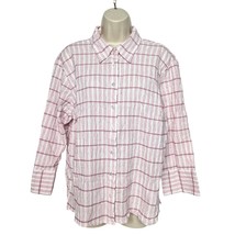 Fashion Bug Women&#39;s Button Up Top Plus Size 18/20W Pink White Striped St... - £13.38 GBP