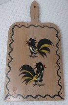 VTG Wooden Colorful Hand Painted Cutting Board Handle WOODPECKERS 7&quot;x13.5&quot; Japan - £13.93 GBP