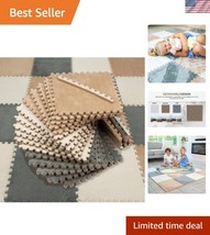 Stylish 16-Piece Playroom Foam Puzzle Mat - Gray, Light Brown &amp; White Co... - $1,260.84 MXN