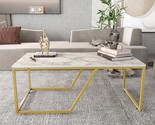 Wendy Coffee/Cocktail Table Metal Leg Marble Top (Gold) - $240.99
