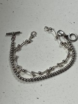 Lot of Small Silvertone Beads on Chain &amp; Alternating Curved Link Bracelets – - £9.02 GBP