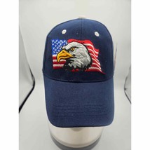 USA Bald Eagle American Flag Hat Adjustable Blue Men&#39;s NWT - $10.58