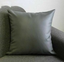 Stylish Real Soft Lambskin Leather GRAY Cushion Pillow Cover Home Decor Handmade - £30.68 GBP