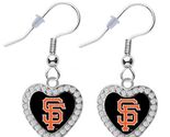 San Francisco Giants Crystal Heart Earrings Pierced - $9.85