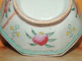 Chinese 6&quot; Hand Painted Bowl Pomegranate Antique Qing 19th Octagonal Footed - £39.13 GBP