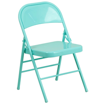 HERCULES COLORBURST Tantalizing Teal Metal Folding Chair 300 lb Capacity - $1,371.91 MXN