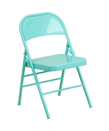 HERCULES COLORBURST Tantalizing Teal Metal Folding Chair 300 lb Capacity - $1,345.44 MXN