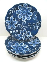 Pier 1 Floral Indigo 9&quot; Scalloped Plates Bundle of 5 - $39.00