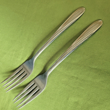 Capri Stainless 2 Dinner Forks CAP1 Pattern USA 6 7/8&quot; Swirl Design Satin #9933 - £6.86 GBP