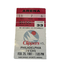 Philadelphia 76ers @ San Diego Clippers Ticket Stub 2/25/81 Julius Erving 39PTs - £11.79 GBP