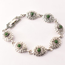 Emerald Handmade Christmas Gift Marcasite Bracelet Jewelry 7-8&quot; SA 1328 - £4.73 GBP