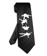 Beatles Love Sign Silhouette necktie black satin silk hand-painted tie - $28.00