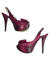 Stuart Weitzman Vevey Pink SnakeSkin Leather Slingback Platform Heels Si... - $34.64