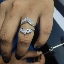  Marquise Cut Diamond Enhancer Womens Wrap Wedding Ring 14k White Gold Plated - £96.11 GBP