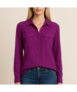 INC International Concepts Purple Blouse Size L Long Sleeve Button Front... - $364.61 MXN