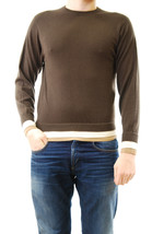 LOU D Mens Pullover Crew Neck Long Sleeve Comfortable Dark Brown Size XL - £57.14 GBP