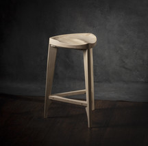 Ash wood bar stool - Three-legged stool - Carved seat - Counter stool - Bar stoo - £389.50 GBP